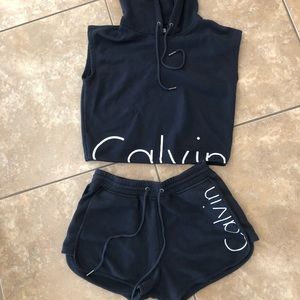 Calvin Klein two piece short and hoodie